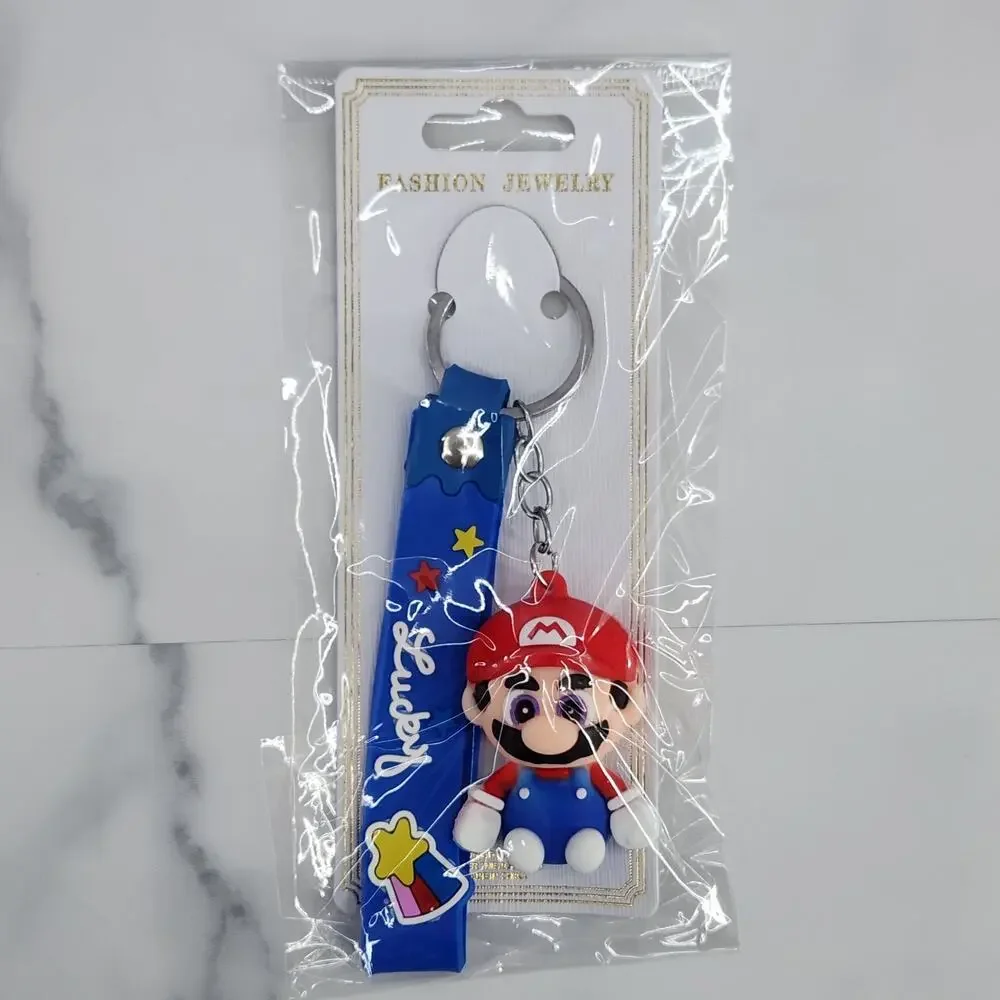 *NEW* Mario! Super Mario 3D Figure Keychain & Strap Bag Charm PVC/Silicone Blue